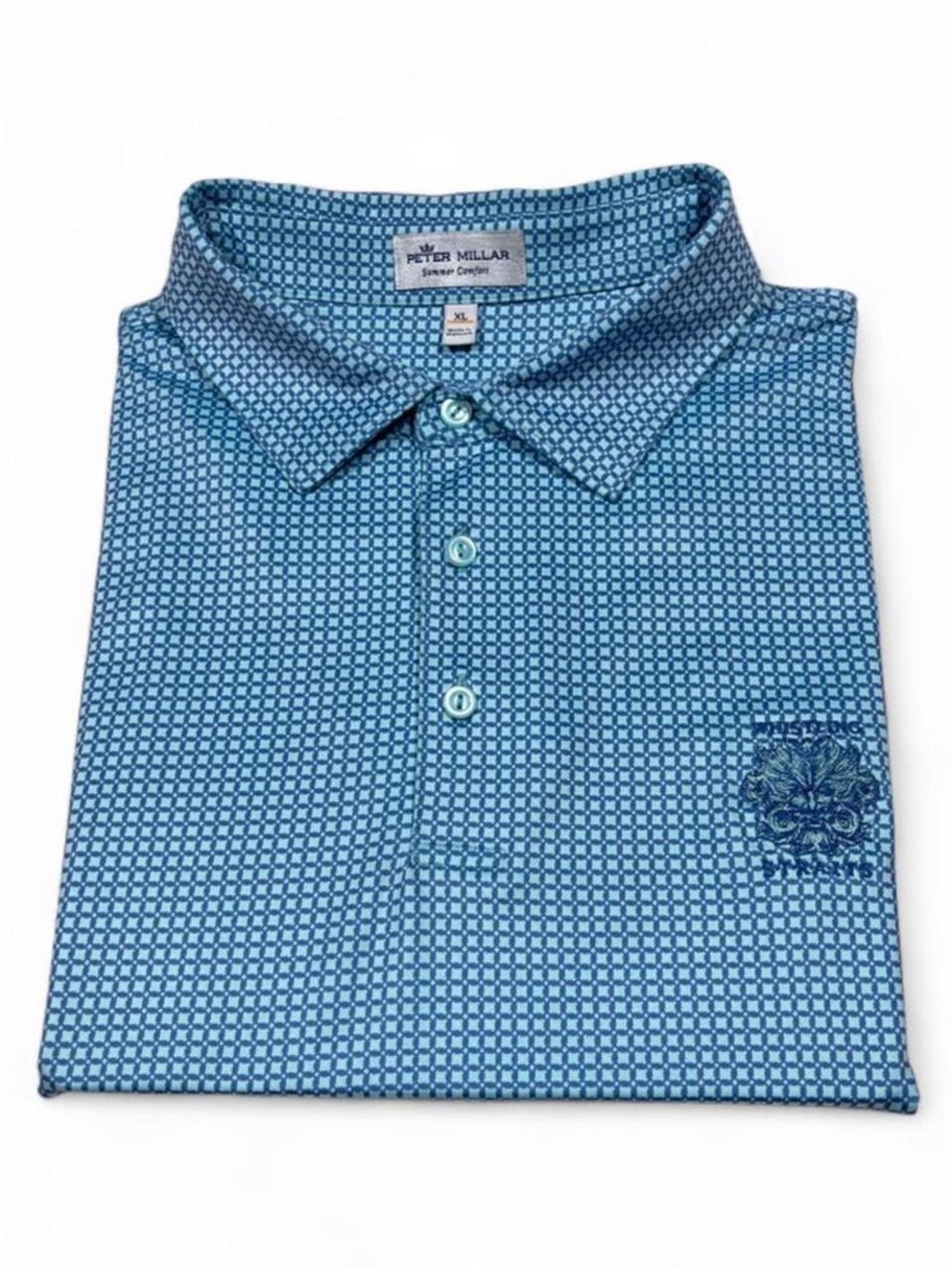 MINT! Peter Millar Whistling Straights Blue Check Polo Golf Shirt Men’s Size XL